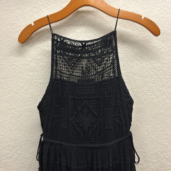 Free People Black Crochet Detail Sleeveless Mini Dress/ Top Size XS - Picture 3 of 10